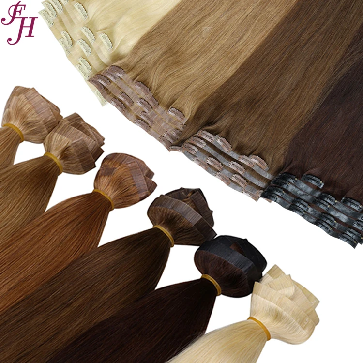 FH 100% Remy European Human Hair Pu Skin Weft Clip In Hair Extension Seamless Clip In Hair Vendor
