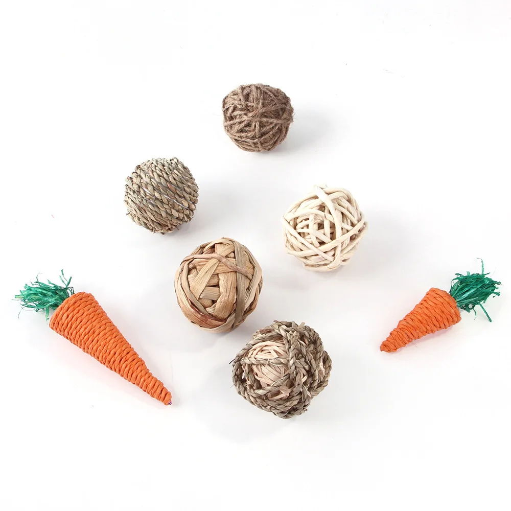 Grass Willow Chew Balls Small Animal Activity Toy Rabbit Carrot Bunny Chew Toys For Teeth Rat Rodent