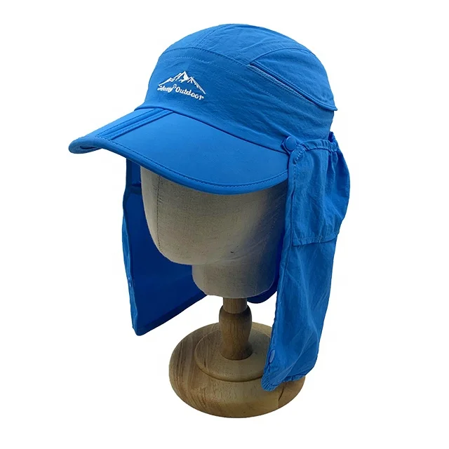 RTS High quality UV protection jungle sun hat foldable nylon hat with neck cover quick dry bucket hat for outdoor