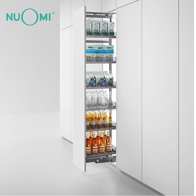 
NUOMI Purple Crystal Series Wide Pull Out Larder Pantry Organizer Revoling Tall Unit Basket 