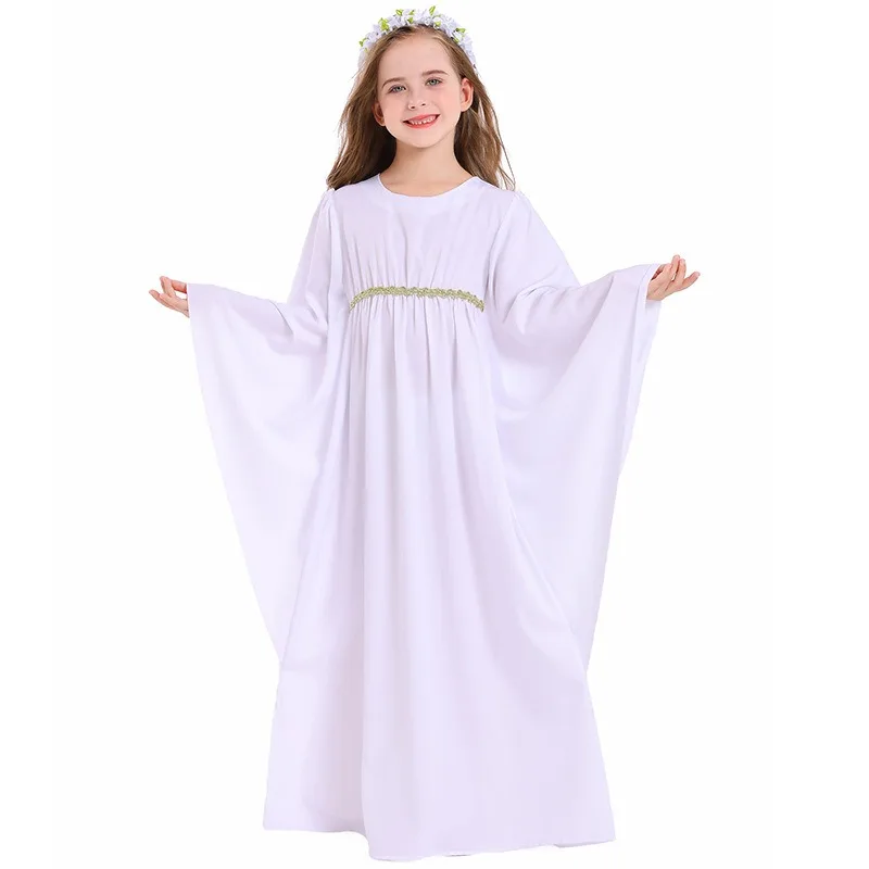 Halloween Angel Costume Girls White Angel Gown Kids Angel Costume for Cosplay