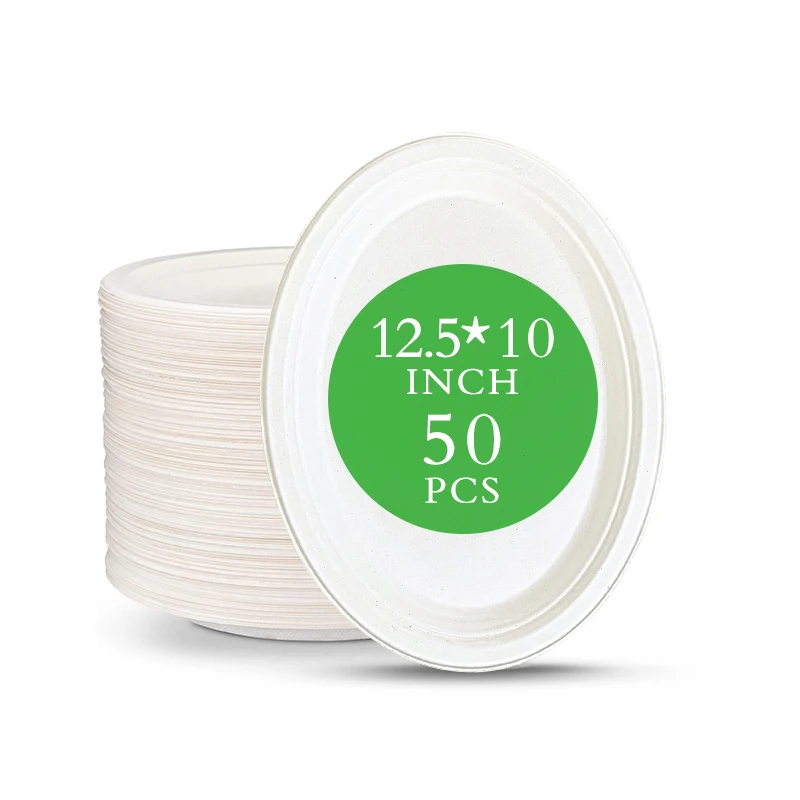 pizza plate bagasse 50pcs 100pcs 10inch 12inch biodegradable bagasse food container