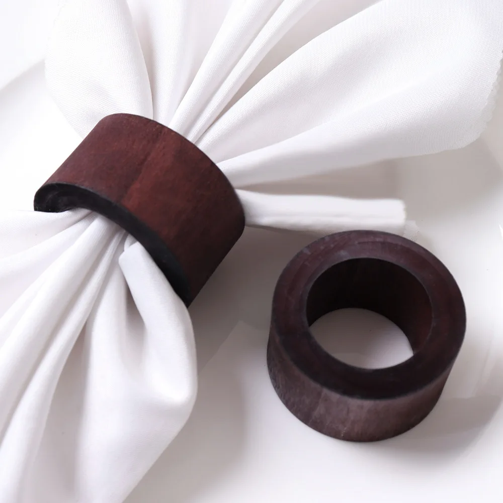 Brown Wood Ring Napkin Buckle Hand-painted Raw Wood Napkin Buckle Simple Wood Napkin Ring Fabric Ring