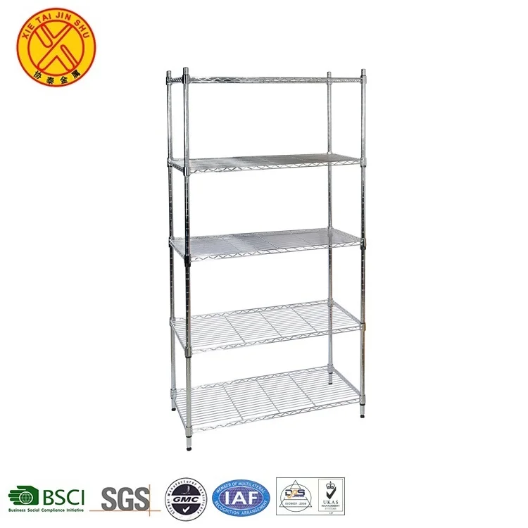 Factory Supply Supermarket 5 Layer Metal Wire Shelving Storage Rack