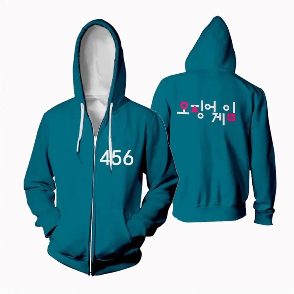 Lowest Price Squid Game Printed Mens Hoodies Sweatshirts Men Hoodies Zipper Sweatshirt Wholesale