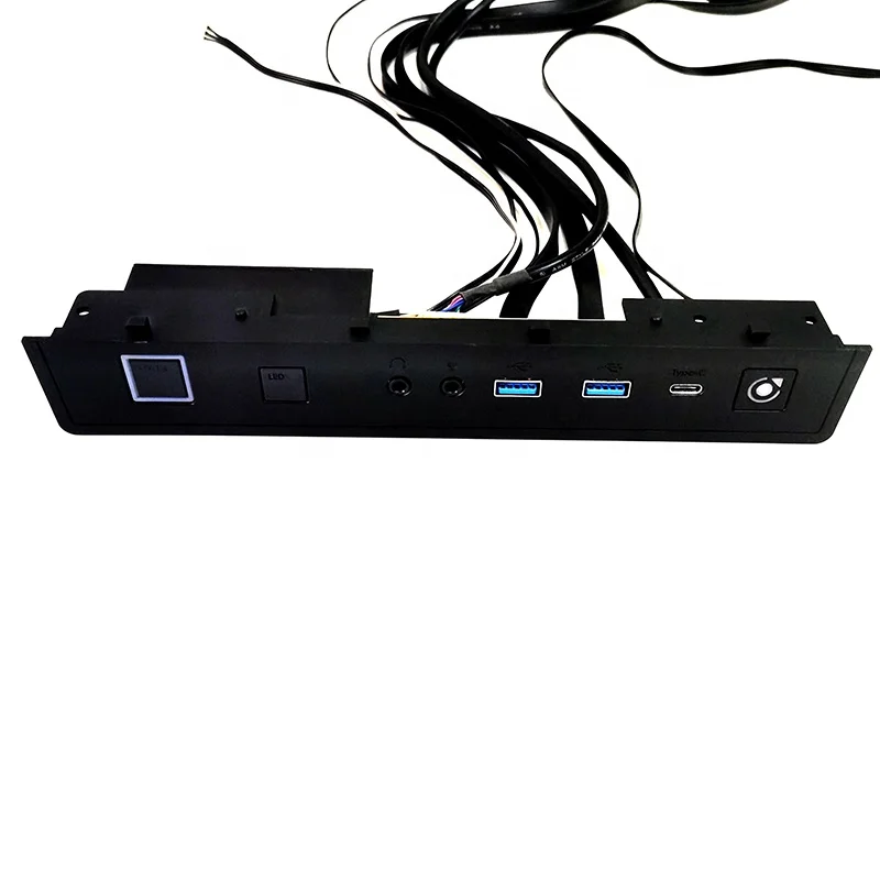 PC Case Front Panel Dual USB 3.0 port+Type c+Power Switch+Reset Switch+LED+Audio I/O Mount Board with Plastic Case Bracket
