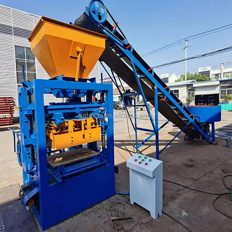 2024 new Hopper Type Semi-automatic Hollow Block Brick Making Machine Equipped With Conveyor Belt Mixer Brick Making Line