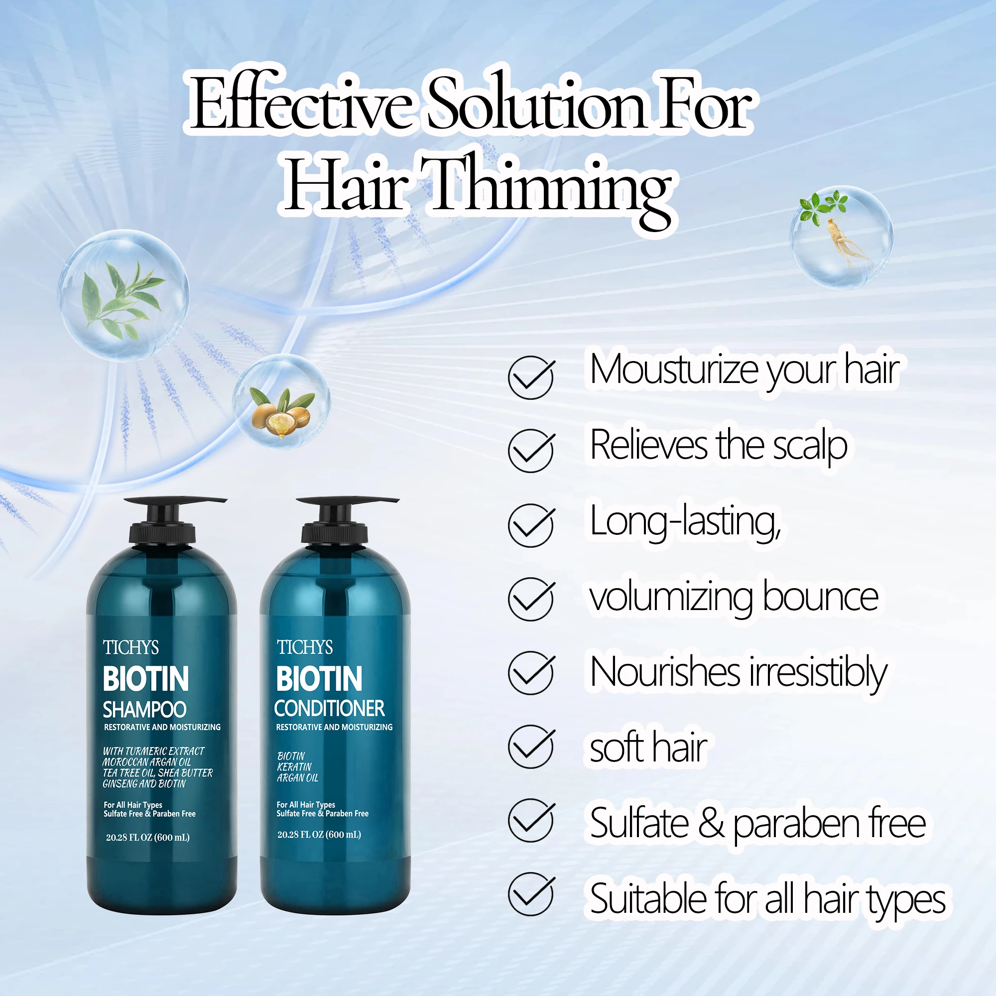 Ultimate Biotin Hair Care Set Moisturizing Shampoo Conditioner Anti-Hair Loss Treatment for Thinning Hair Regrowth Men Women