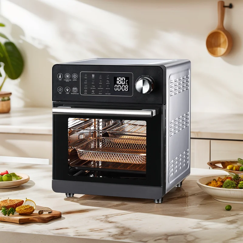 LED Digital ETL-Certified 16-In-1 Electric Air Fryer Oven with Light Indicator Double Layer Glass Door Toaster Air Fryer Oven