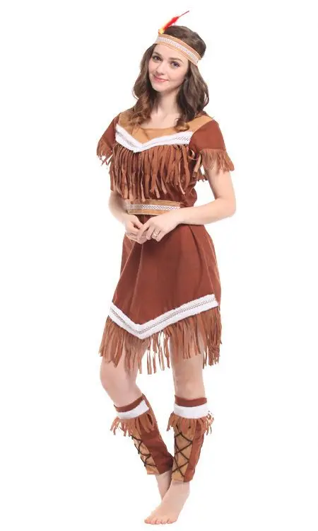 Halloween costumestassels indian queen halloween costumes for women pocahontas indian wild west fancy dress