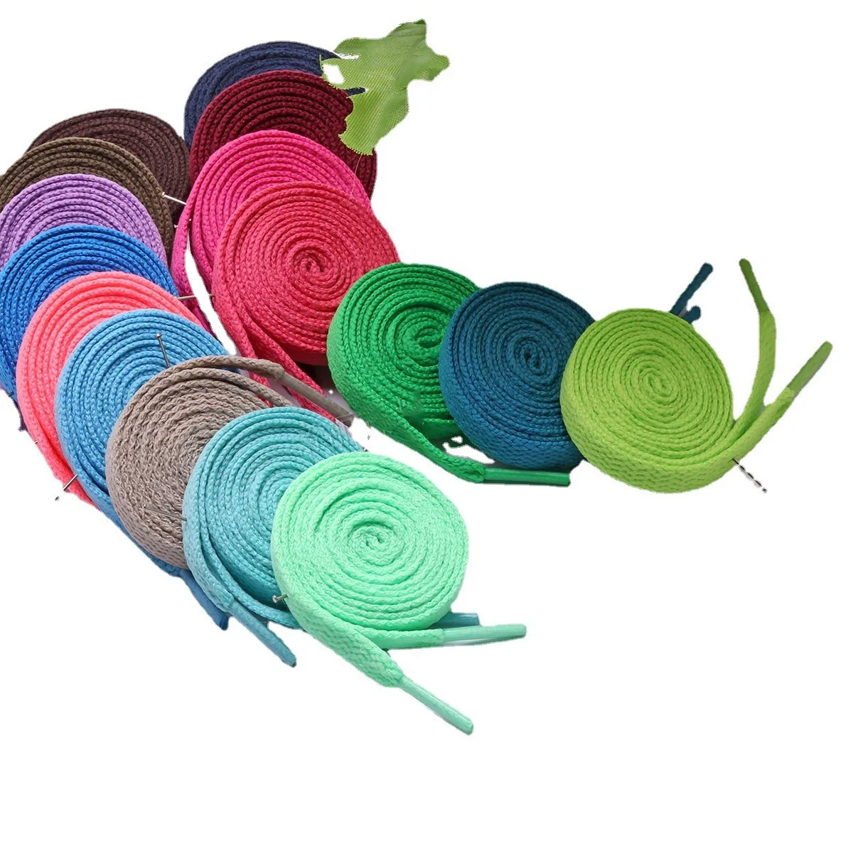 Polyester plain woven casual Shoes small white shoe LACES Colorful flat sneaker LACES