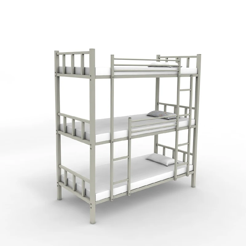 
Commercial steel tube frame triple decker bunk bed detachable bedroom furniture with table for adult 