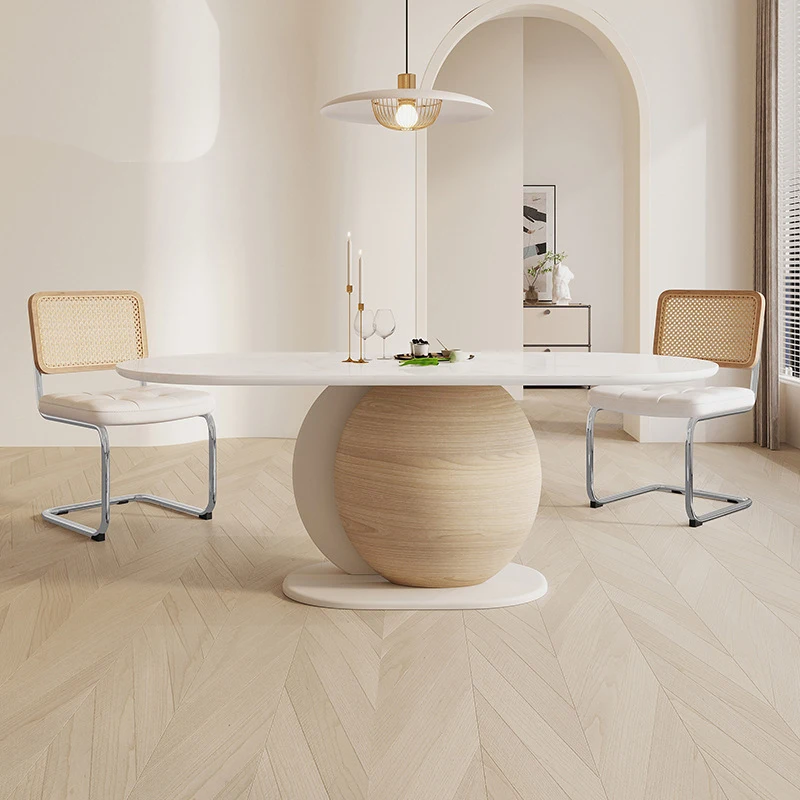 Sintered slate Dining Table Household French Dining  Internet  White Table Living room for large and small units  Dining Table