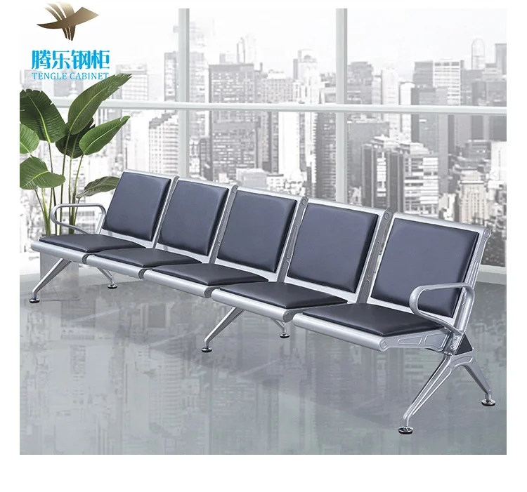 Manufacturer Public Seating Waiting Bench Stainless Steel 5 Seater Airport Waiting Area Chair Modern