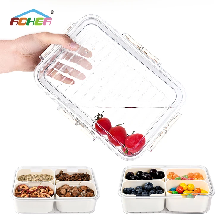 Aohea bpa free 4 8 compart portable travel snack containers stackable snackle box charcuterie container for fruit vegetablesalad