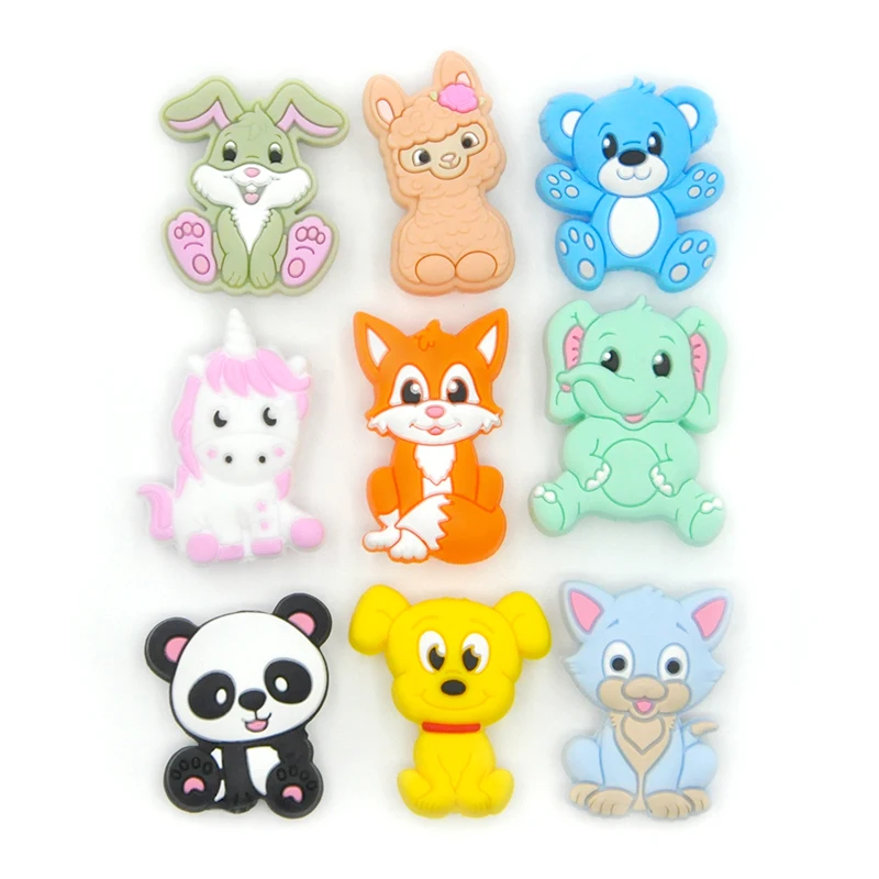 Оптовая продажа, силиконовые бусины в форме животного для соски-пустышки