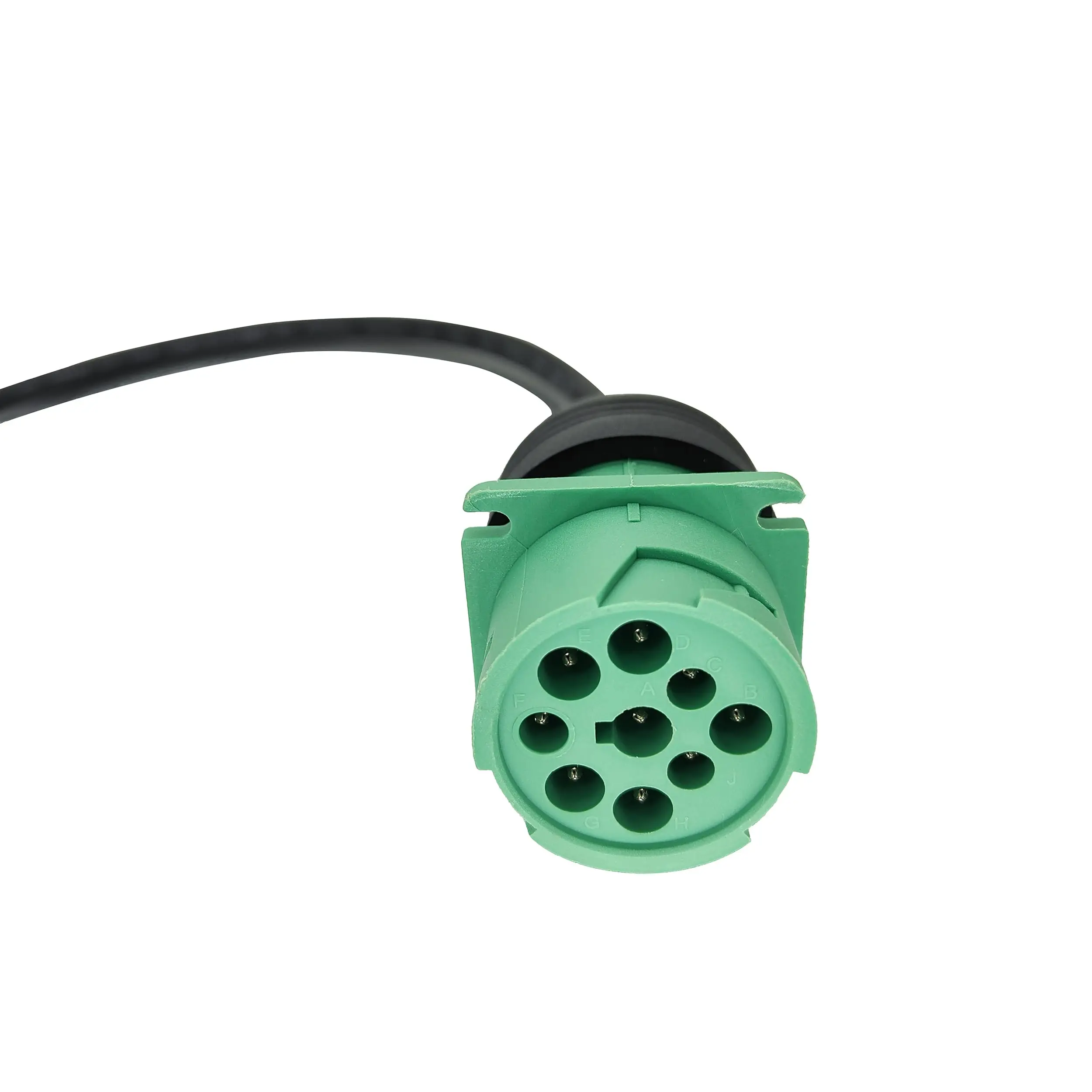 OBD2 to J1939 Green Type 2 Adapter Cable for Heavy Duty Trucks and Commercial Vehicles with OBD II Diagnostic Connector