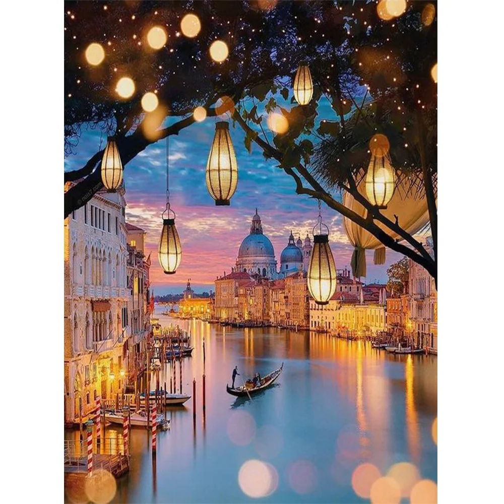 
Diamond Painting Landscape Cross Stitch 5D Diamond Embroidery Mosaic Lake Rhinestone Kit Decorations 