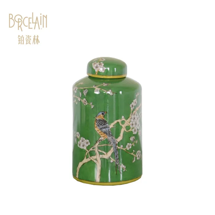 Chinese green pattern ceramic porcelain vase