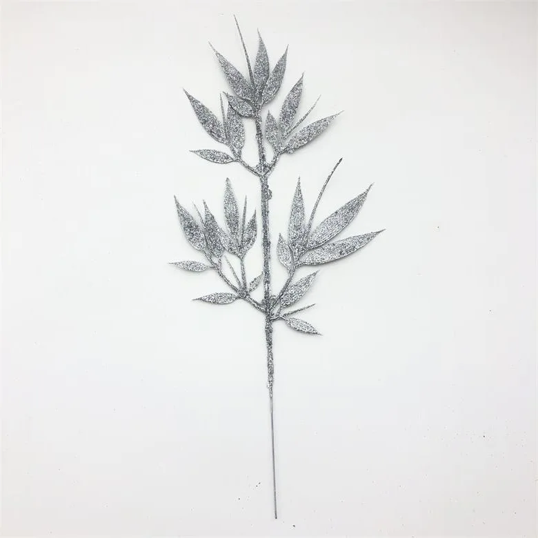 Lengthened gold pink bamboo leaves Christmas flowers Christmas tree decoration Picture frame Dress Mask scene arrangement Plasti