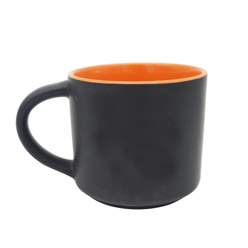 16oz red trendy mugs custom logo ceramic stoneware coffee tea matt black laser engrave mug