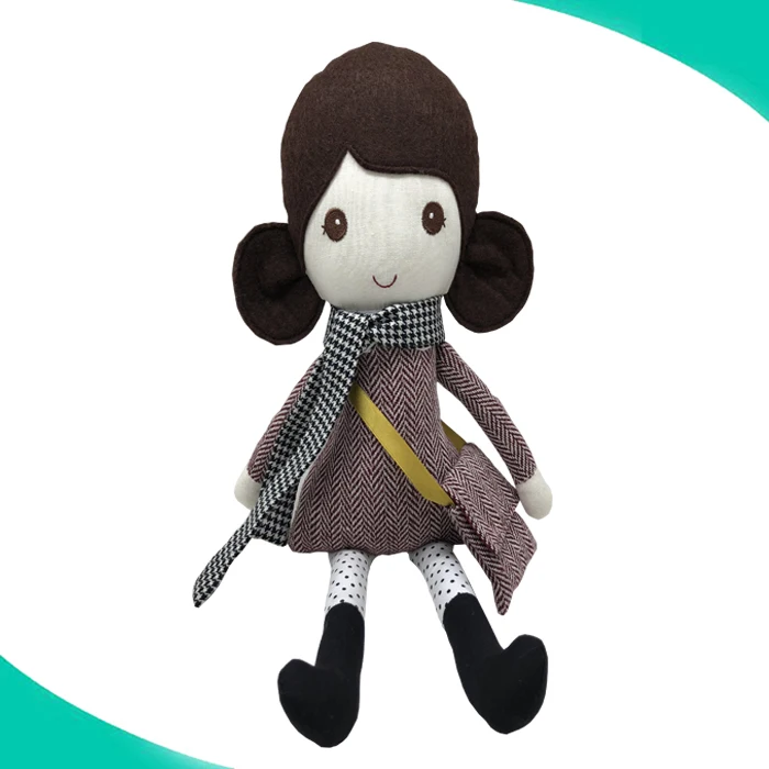 Fabric Doll Rag Doll Cloth Doll Girl in Dainty Floral Print Dress