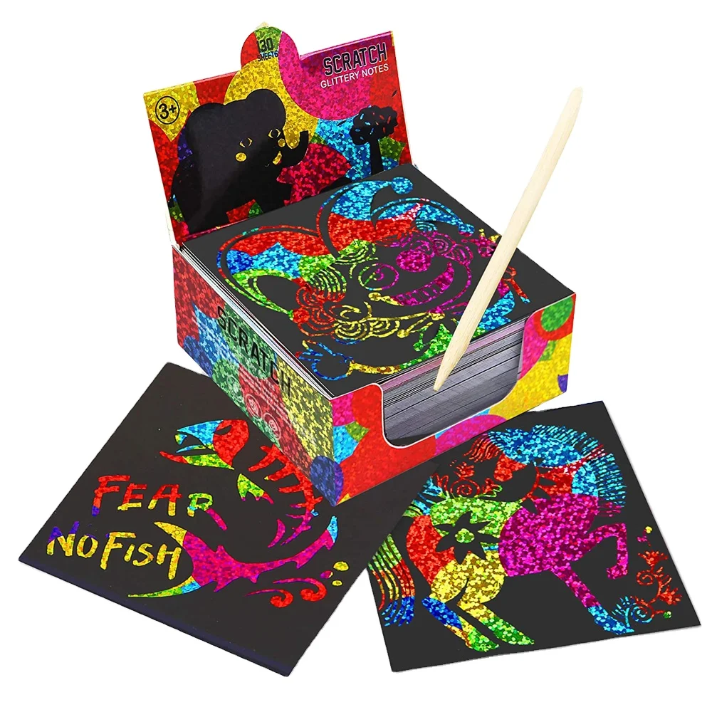 Amazon Mini Holographic Magic Rainbow Art Scratch Paper Set For Kids