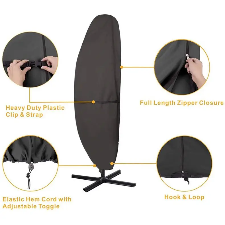 Uplion Patio Parasol Waterproof Cover Outdoor Offset Banana Umbrella Cover Garden Sunshade Umbrella Cover