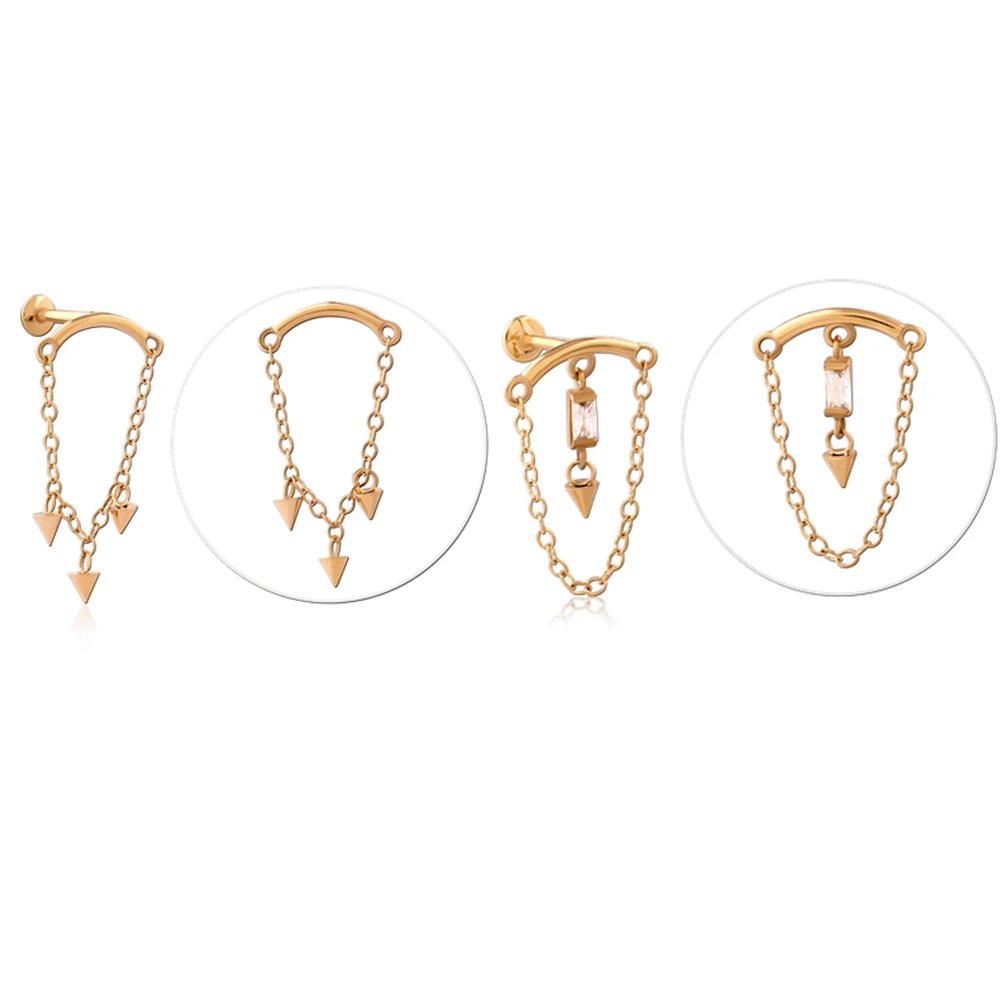 Lotus 316L Tassel Chain Helix Cartilage Hidden Chain Earrings Body Jewelry Wholesale Stainless Steel Piercing