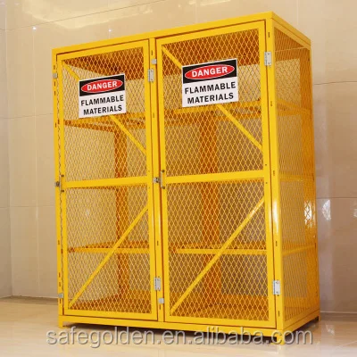 
Yellow stainless steel Gas Cylinder Cabinet for 9 Cylinder, Metal Gas Storage Cabinet for industrial lab usage 