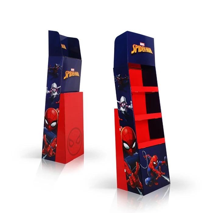 Custom Design 4 Tiers Supermarket Promotion Corrugated Retail Display Pos Cardboard Floor Display For Toys