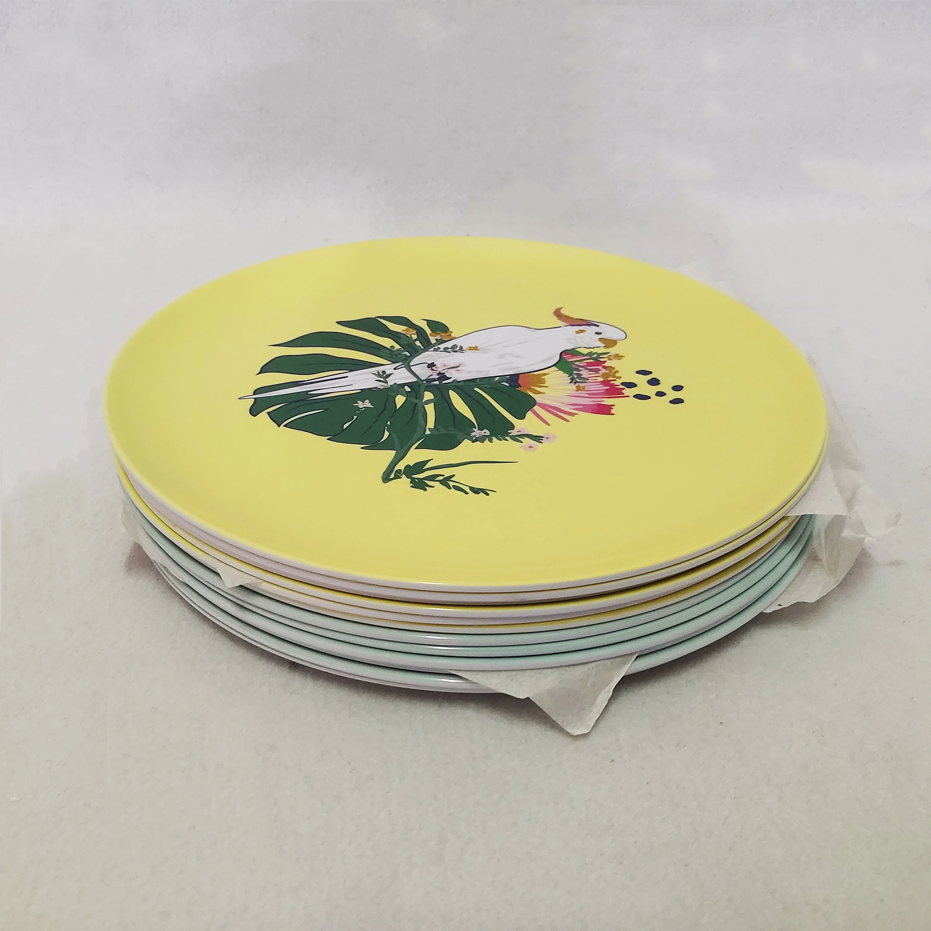 New design 10' melamine plates bowl parrot pattern melamine plates