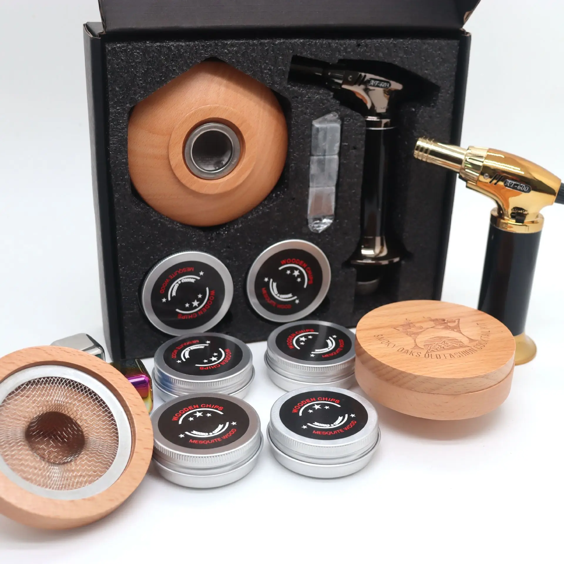 YML factory wholesale Wooden Cocktail Smoker Cover Creative wooden smoker set for whiskey mixers  bar cocktail shaker