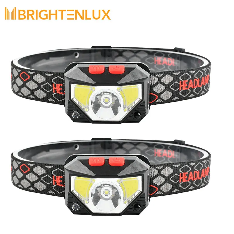 New Outdoor Lightweight Led Headlamp Usb Sensor Side cob Rechargeable Camping Headlamp