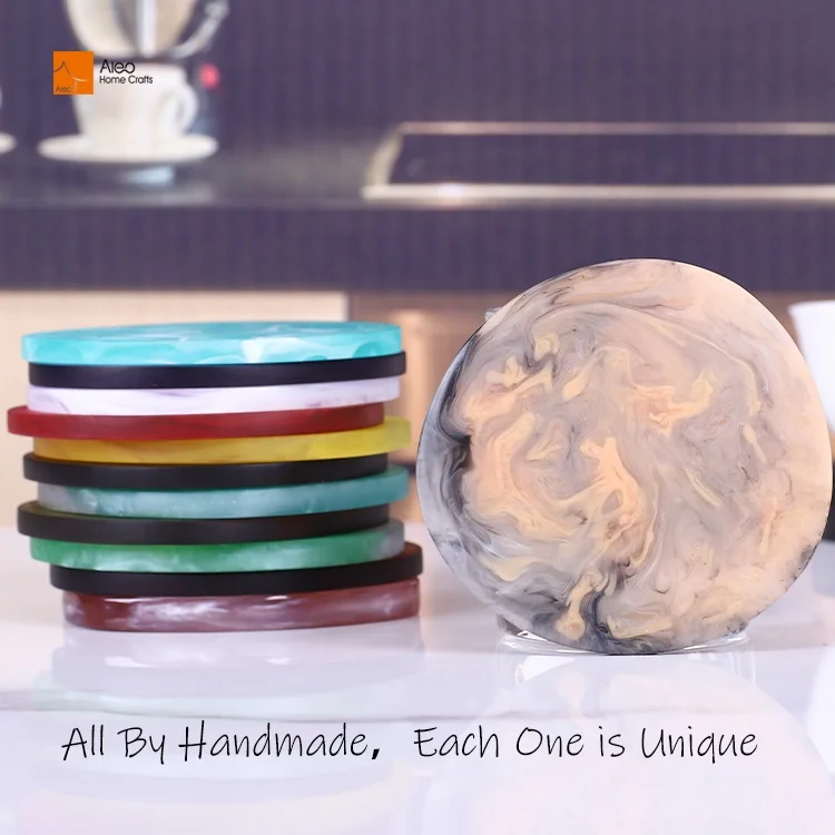 Fashion Customized Resin Coasters Durable Coffee Holder for Home DIY Resin Artwork Personalized Mixing Color Coaster Set