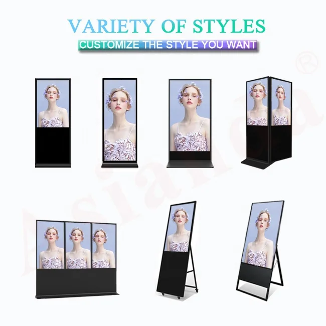 Hot 65 inch 4k Advertising TV Screen Media Player Display Screen Floor Standing Vertical LCD Digital Signage Indoor