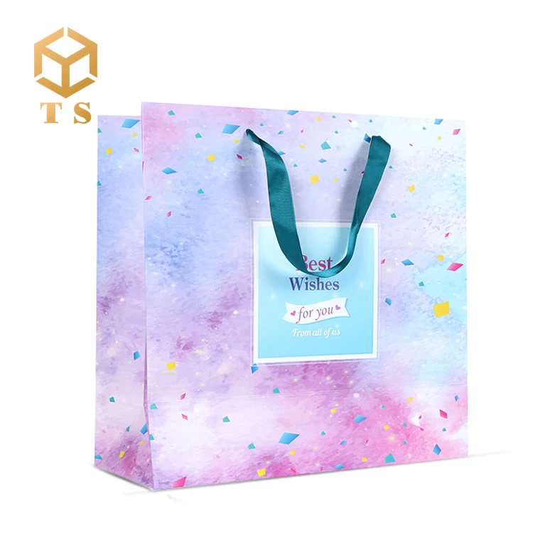 
Customized Logo Print Luxury Cosmetic Jewelry Gift Shopping Paper Bag with Handle 