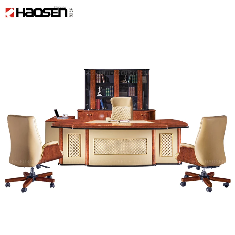 HAOSEN 68028New BOSS Computer office Table CEO Leather Wooden Executive office furniture desk