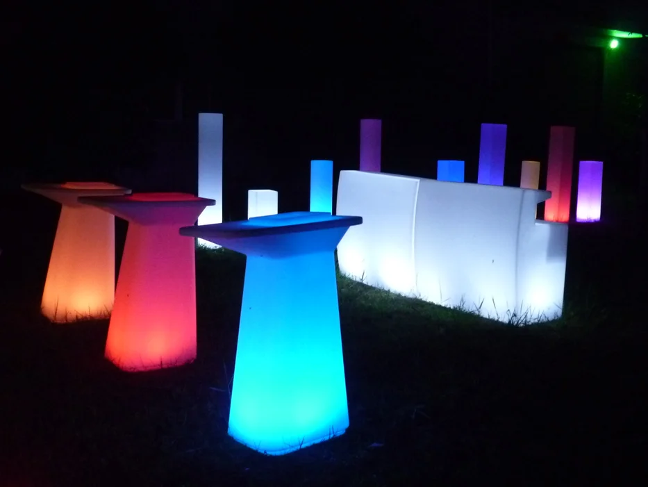 Led Ice Bucket Table And Light Up Double Sofa Set Nightclub Ktv Party End Table Modern Colorful Led Bar Furniture With Led Light