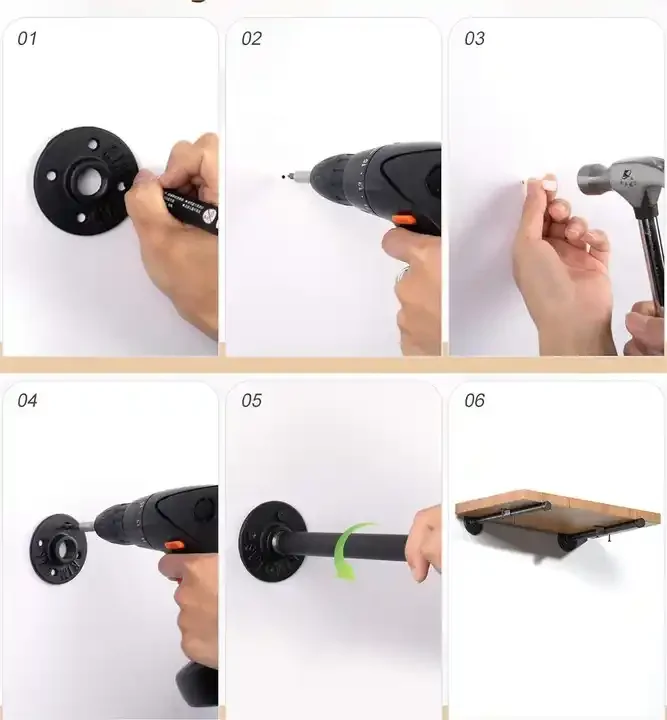 8 Inch Pipe Shelf Brackets Black Heavy Duty Cast Iron Pipe Shelf Brackets Rustic Brackets