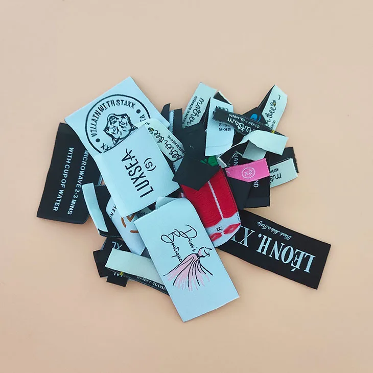 Woven Private White Garment Labels Clothing Manufacturer Fabric Tags Iron On Neck Cotton Custom Made Logo Label for Clothes