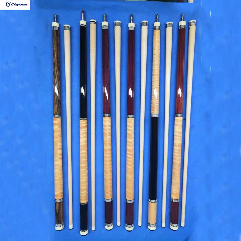 12mm/14mm burl wood / curly maple wood /red sander wood with laminated carbon tube shaft with square core butt  inlay carom cue