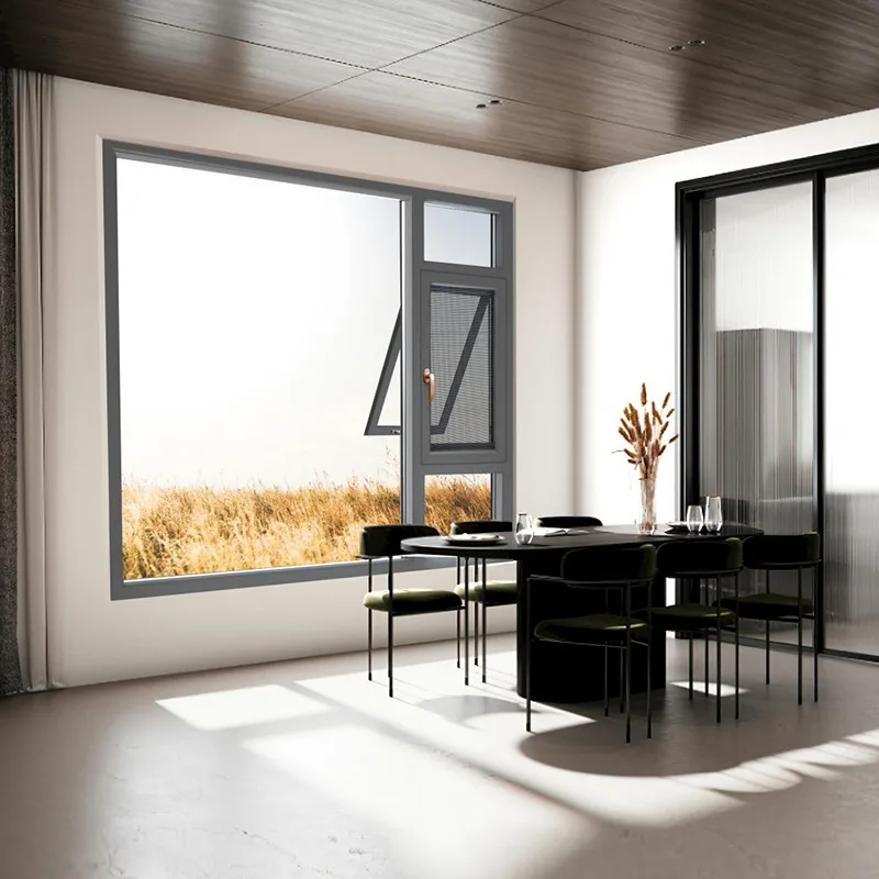 Aluminium Bathroom/Living Room Window Designs Powder Coated Black Color Aluminium Casement Windows