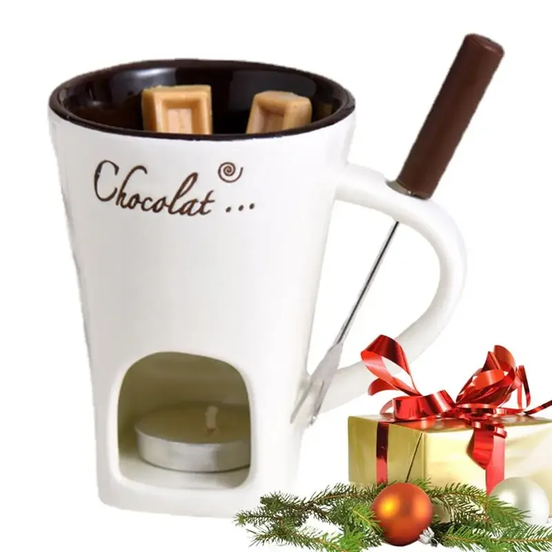 Fondue Mug Candy Cheese Butter Heater Chocolate Melter Pot Fondue Warmer Mug 130ml for Cooking Home Engagement Dinner Birthday