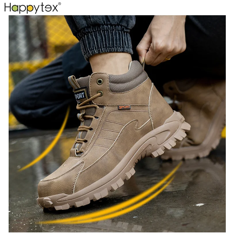 2024 Winter Wear-resistant Warm Anti Smashing Safe Steel Toe High Top Wool Industrial Protective Safety Shoes Men Working Boot