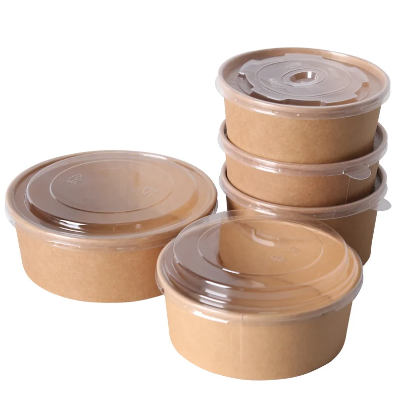 Biodegradable Kraft Paper Grease Proofing Salad Packing Box