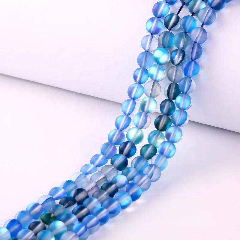 
Mystic Blue Aura Quartz Horopraphic Matte Crystal Glass Beads  (60856788014)