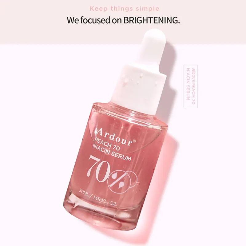 OEM face brightening serum daily clean beauty Peach 70% Niacinamide Serum 30ml organic face essence