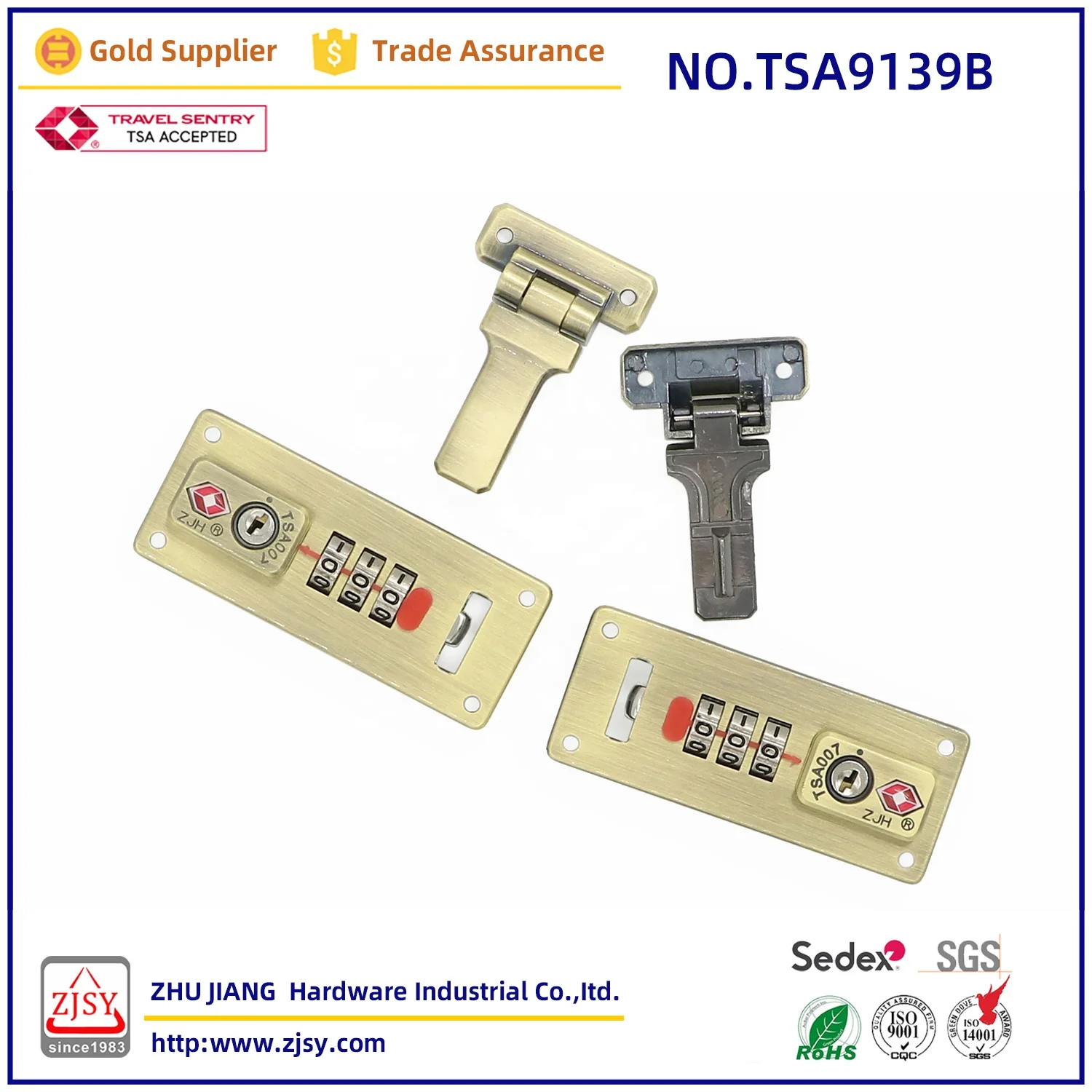 TSA9139B High Quality Suitcase Metal Latch Accessories 3-Digit Combination Code TSA007 Customs Luggage Lock