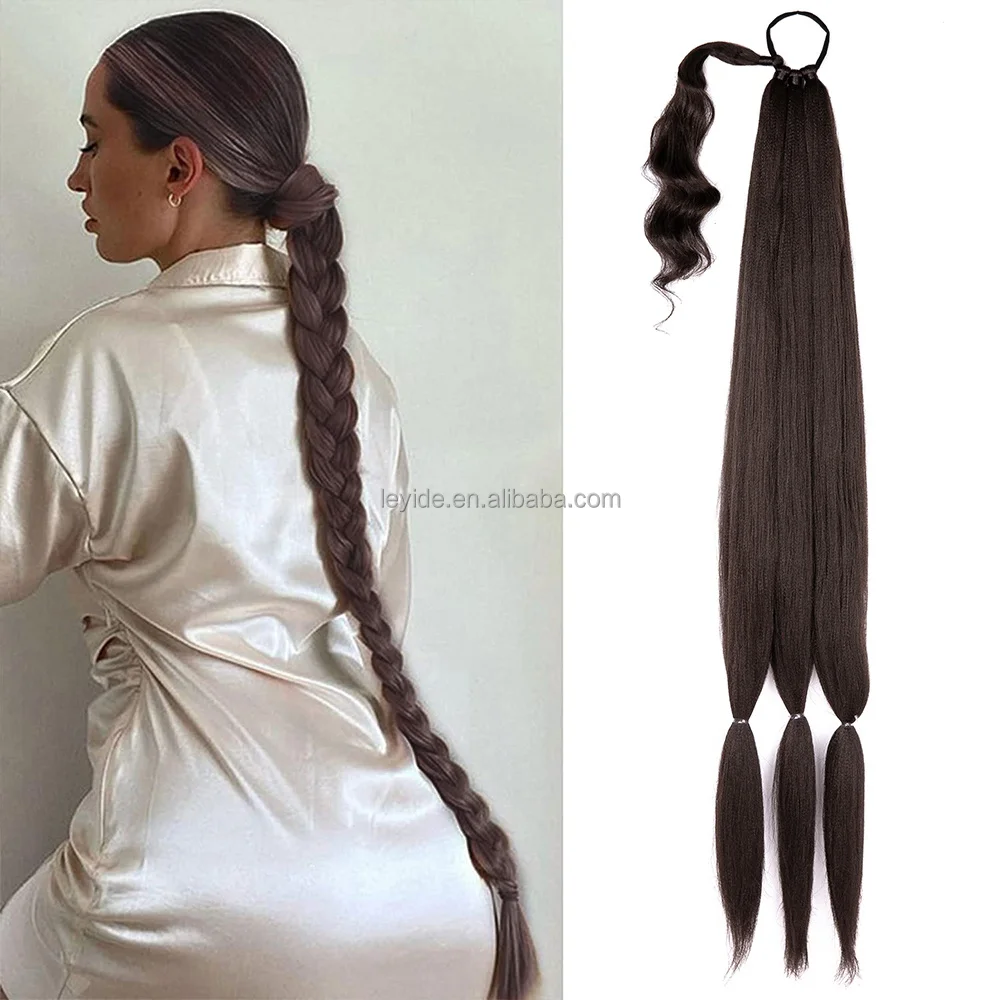 AliLeader Super Long Boxing Braids Strap Pony Tail With Rubber Band Hair Ring Synthetic Ponytail Extensions For DIY Braids